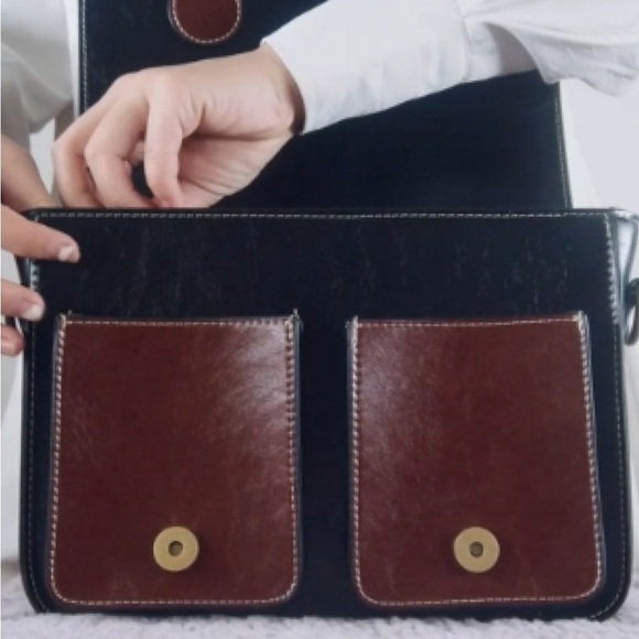 NEW Cambridge Heart Whipstitch Classic Satchel Handbag w Strap in Vintage Black… - Picture 9 of 11